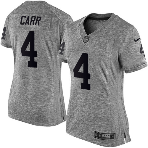 Nike Raiders #4 Derek Carr Gray Women's Stitched NFL Limited Gridiron Gray Jersey
